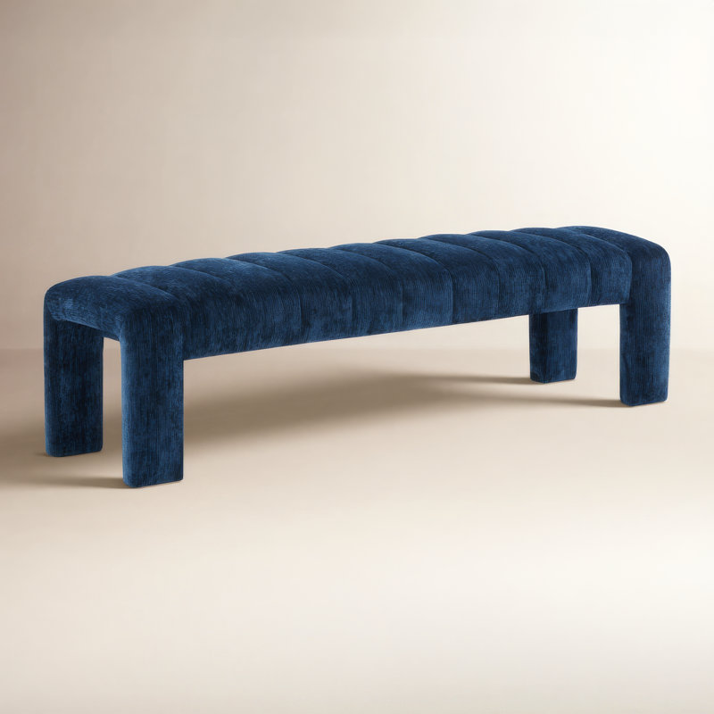 Banc rembourré Gliese, Chenille bleue marine