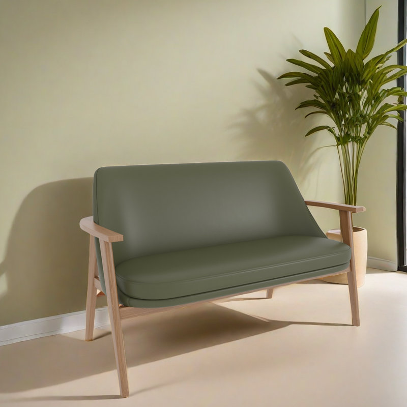 Banc de canapé double en similicuir, Vert