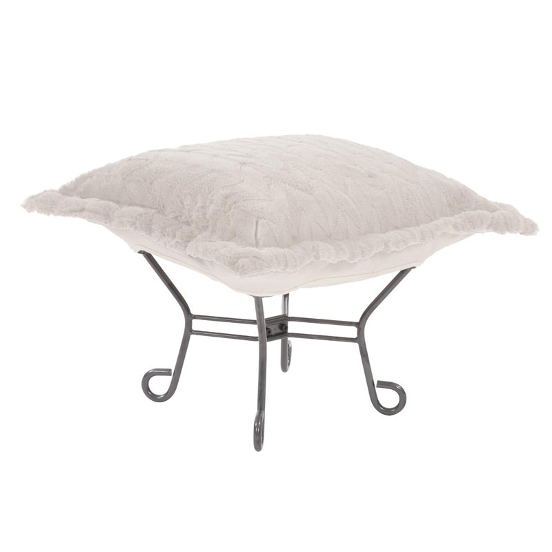 Repose-pieds Scroll Puff Angora, Beige