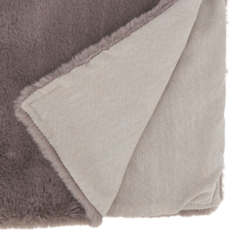 Chemin de table moelleux en fausse fourrure de lapin moderne l 14 po x L 72 po, Gris
