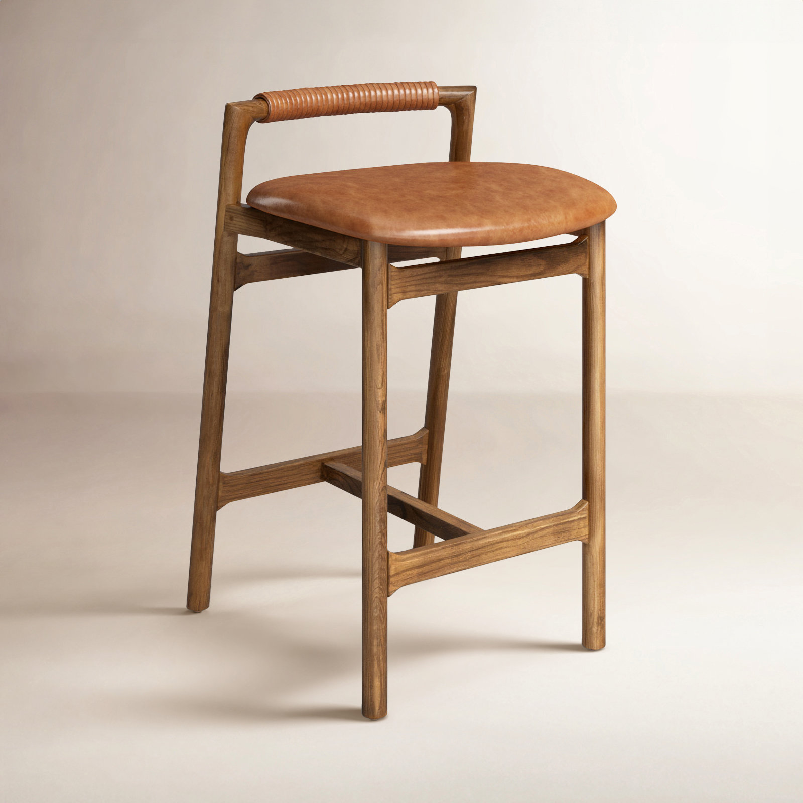 Solene Bar and Counter Stool, Counter Stool (26" Seat Height), Haven Tobacco/Genuine Leather, Lamont Nettlewood