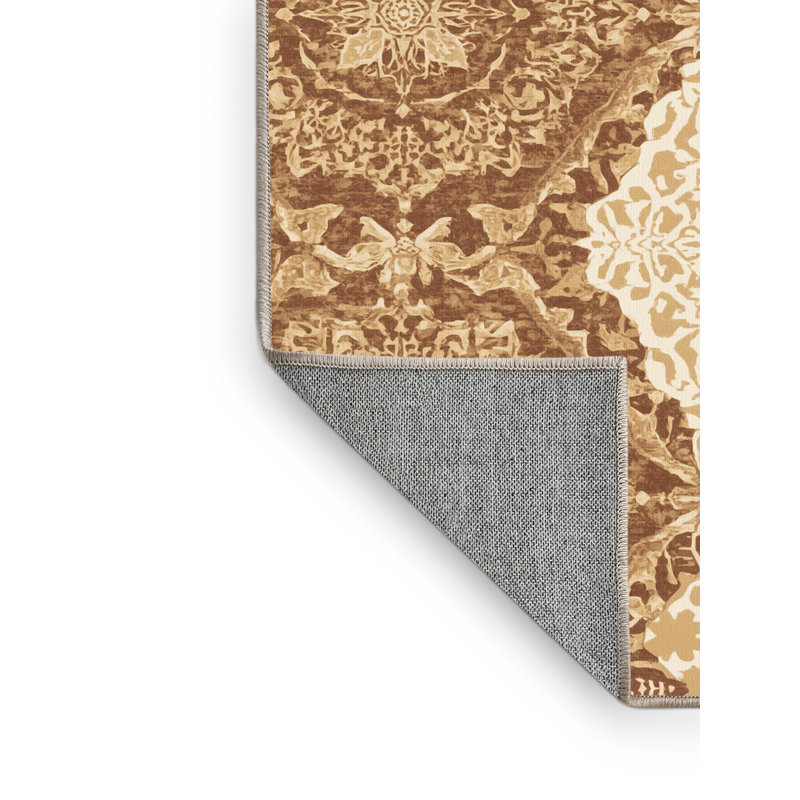 Tapis marocain d'inspiration mondiale lavable à la machine Paulett, Rond 4 pi