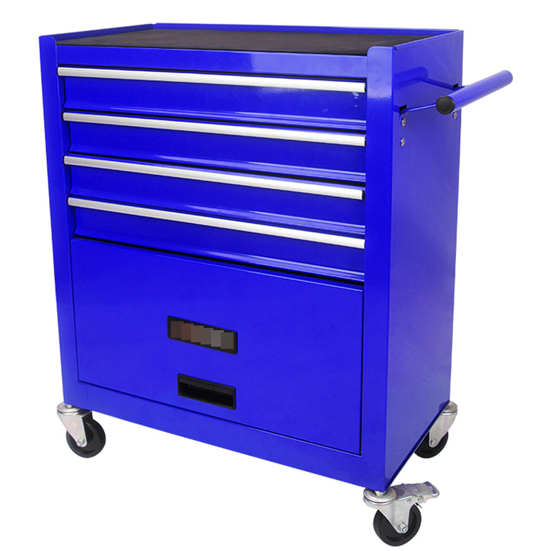 Chariot à outils multifonctionnel 4 tiroirs - bleu. Acier robuste et thermolaqué. Simple - accès au tiroir. 4 po 2 verrouillables, 2 rotatives. Espace de rangement supplémentaire. 23,84 * 13 * 29,67 Bleu 4 roulé à froid