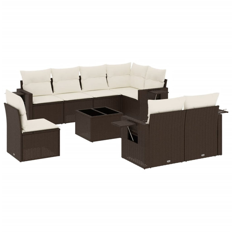 Ensemble de canapé de jardin Vidaxl brun, blanc crème