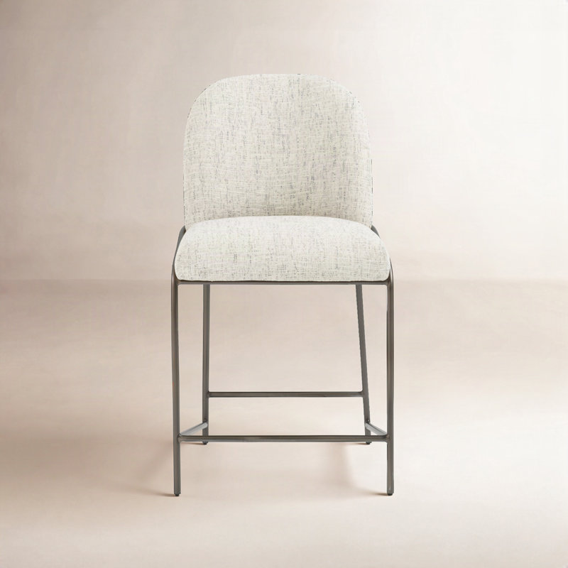 Laina Upholstered Counter Stool with Metal Frame, Polyester Blend Cream, Counter Stool (25" Seat Height)