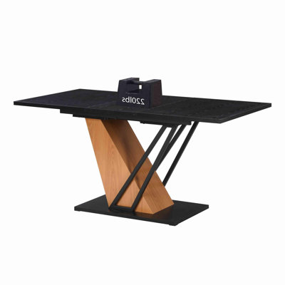 Sapphire 61.81" Geometric Rectangular Extendable Dining Table With Storage by Wrought Studio