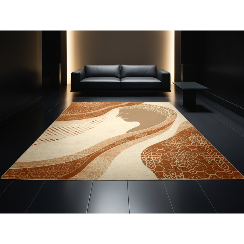 Soft Plush Hewson Buddha Symbol Of Wisdom Global Inspired Moroccan Area Rug in Beige – Beige Binding, 2x4