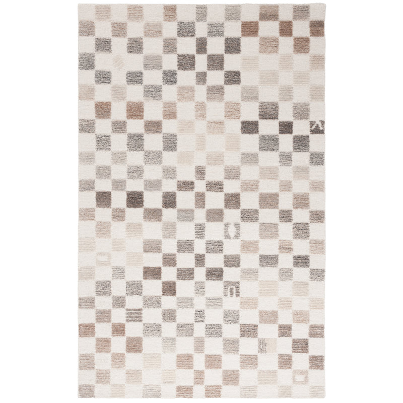 Narragansett Ebony Hand Tufted Wool Pile Checkered Rug, Rectangle 4' x 6'