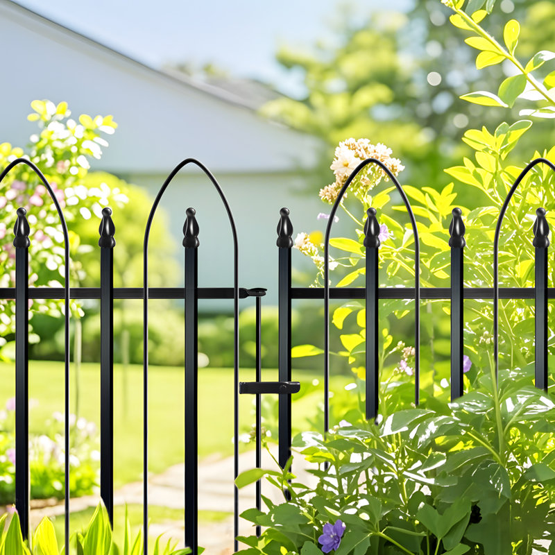 3m L Curved Garden Border Fence, 5 Panels, Tool-Free Setup, Black, 32" H x 24" W(4 Panels+1Gate)