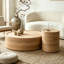 Table basse ronde de 39,37 po avec grain de bois naturel pour le salon, table basse cylindrique moderne pour le salon, sans assemblage
