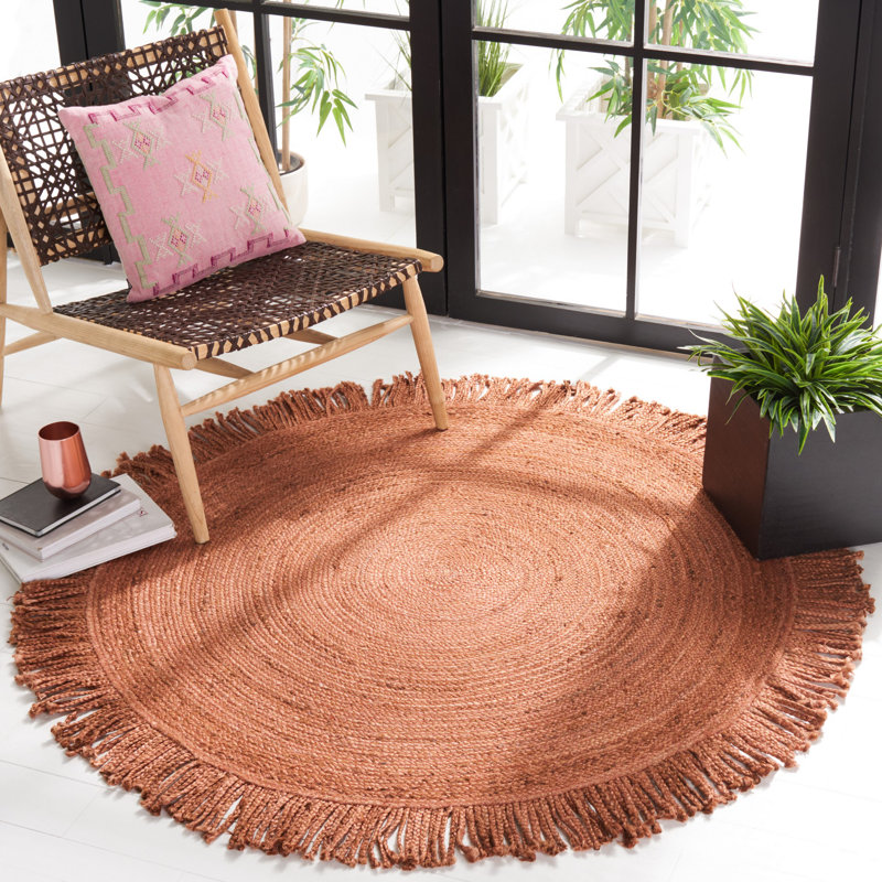 Round Galesville Handmade Jute/Sisal Rust Area Rug, Round 4'