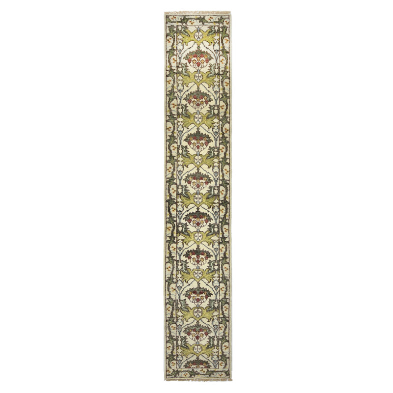 Tapis 10 x 14 ivoire William Morris, Tapis de couloir 2 pi 6 po x 16 pi