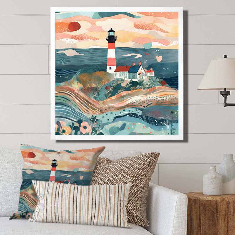 «Coastal Guiding Light II», reproduction sur toile, Cadre photo blanc, H 16 po x l 16 po x P 1 po