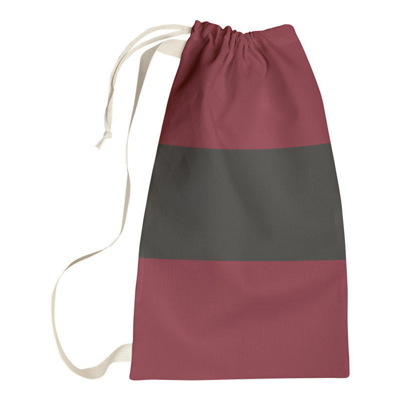 Fabric Laundry Bag with Handles, 29" H x 18" W x 1.5" D, Brick Red/Black/Brick Red
