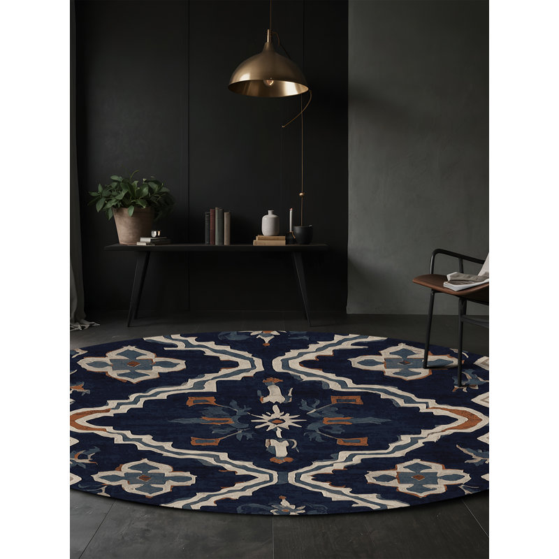 Machine Washable Gray Area Rug, Round 3'