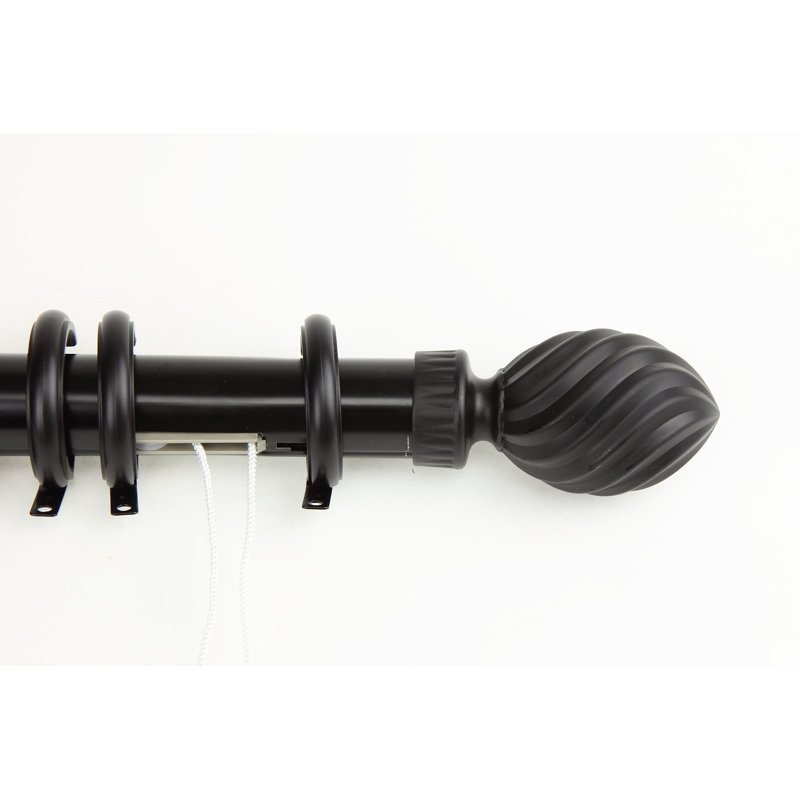 Elite Traverse Steel Curtain Track/Rail, 30" - 48" W, Black