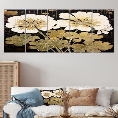 Ballew - géraniums, art mural sur toile 5 pièces