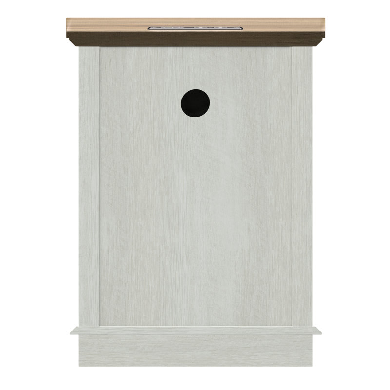 Vianet 24'' Tall End Table with Storage Drawer and Built-In Outlets, White/Brown