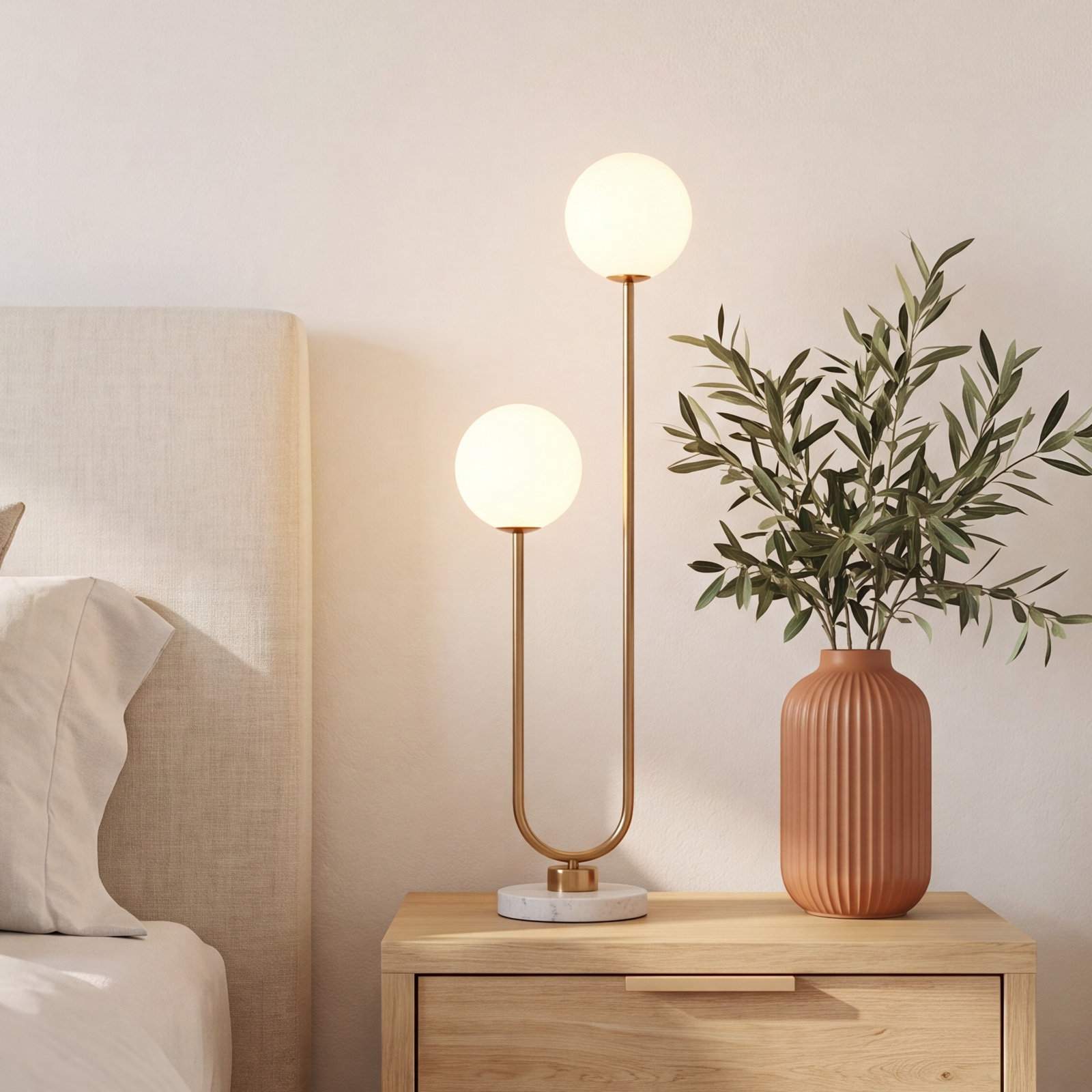 Genuine Marble Table Lamp, Gold