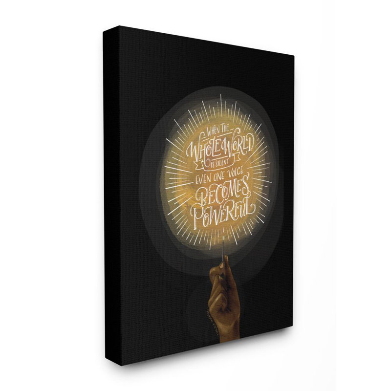 Impression d’art textuel quand le monde est silencieux par Rachel Nieman, H 30 po x l 24 po x P 1,5 po, Toile tendue