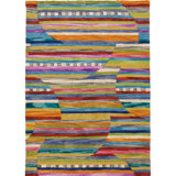 Jubilee Striped Handmade Tufted Wool Orange/Purple/Blue Area Rug
