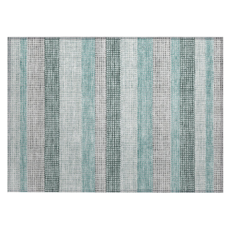 Machine Washable Indoor/Outdoor Xhevrie Teal Rug, Rectangle 1'8" x 2'6"
