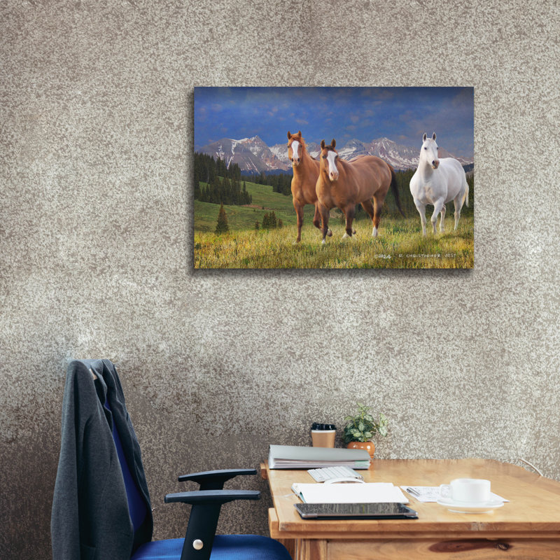 Toile épique «Three Horses At 53» par Chris Vest, 40 po x 26 po, H 26 po x l 40 po