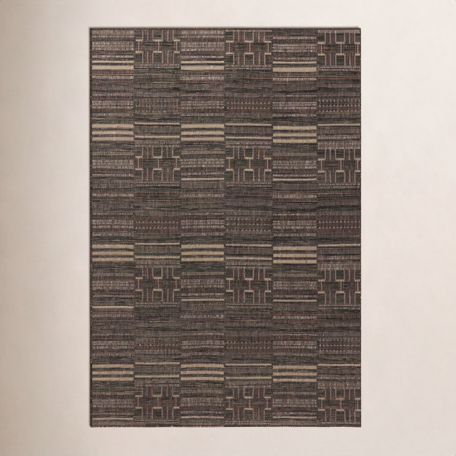 Altia Spice Tobacco Geometric Outdoor Rug, Square 1'6"