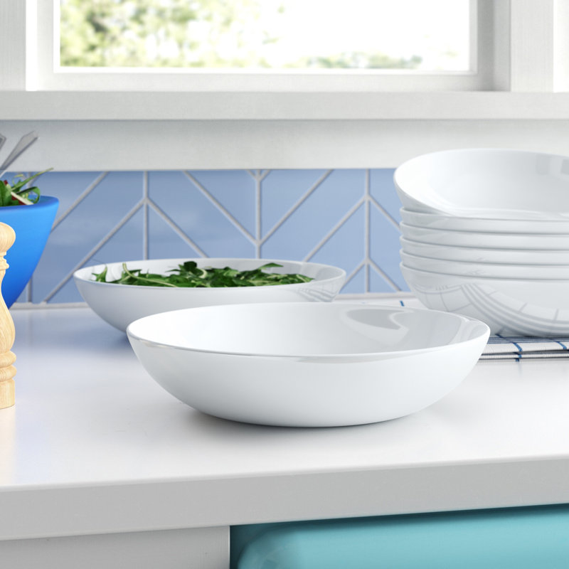 Waterside Large White Porcelain Pasta Bowls – 23x5cm