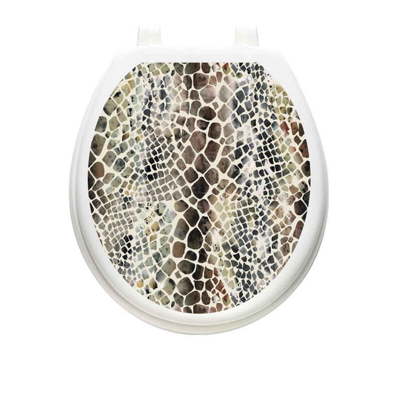 Animal Print Snakeskin Toilet Seat Decal – Toilet Tattoos Static Cling Vinyl Lid Cover Fits Round & Elongated Seats, Round