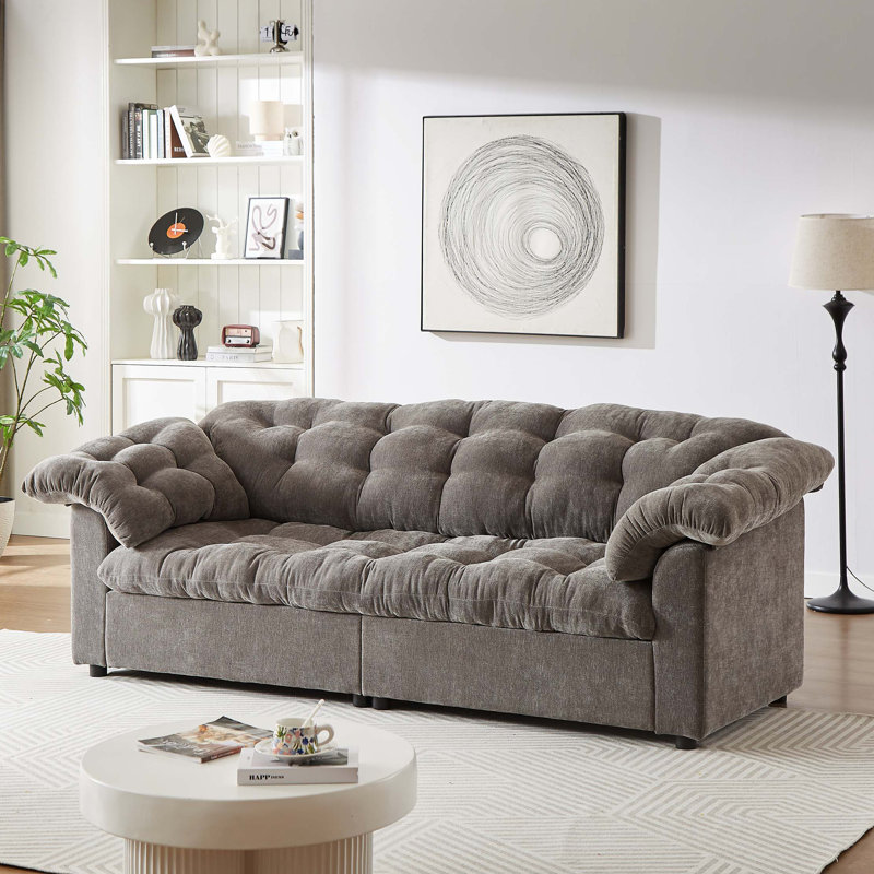 Canapé rembourré Aurelia, Gris chenille,  H 33 po x l 41,7 po x P 99,2 po