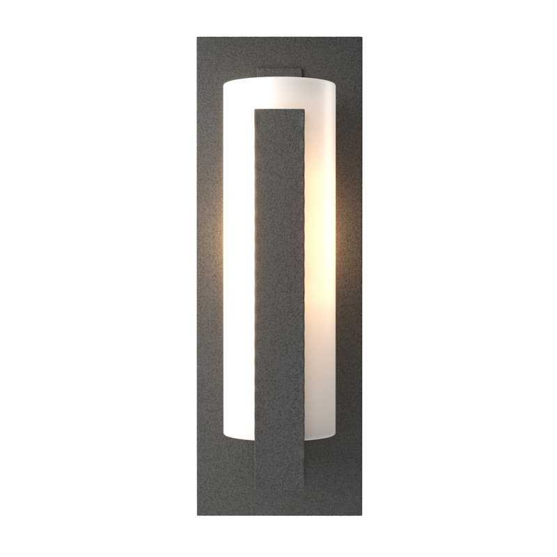 Vertical Bar Fluted Clear Glass 1-Bulb Outdoor Flush Mount, Coastal Natural Iron, 23.5" H x 7.8" W x 6.8" D