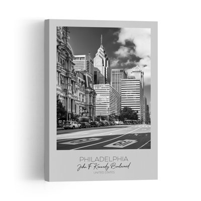 Philadelphia City Boulevard Modern Abstract Architecture City Wall Art Print 1 Piece Wrapped Canvas Wall Art