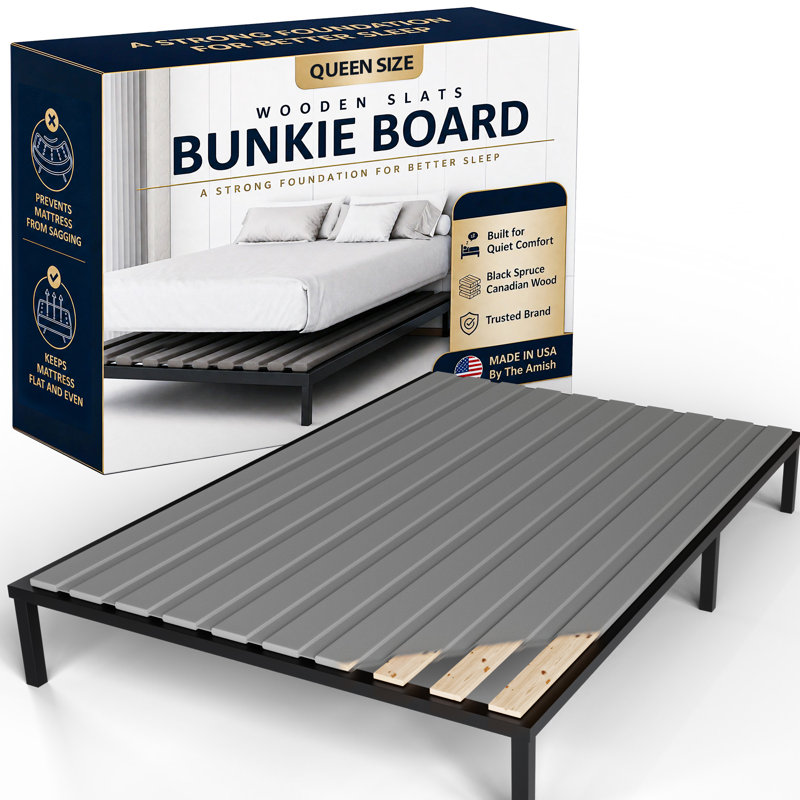 Tatum Vertical Mattress Support Wooden Bunkie Board/Slats with Cover, Queen, Standard Slat