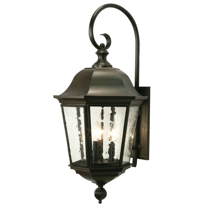 Tiamo 3 - Light Outdoor Wall Lantern, Faux Alabaster, Gilded Tobacco