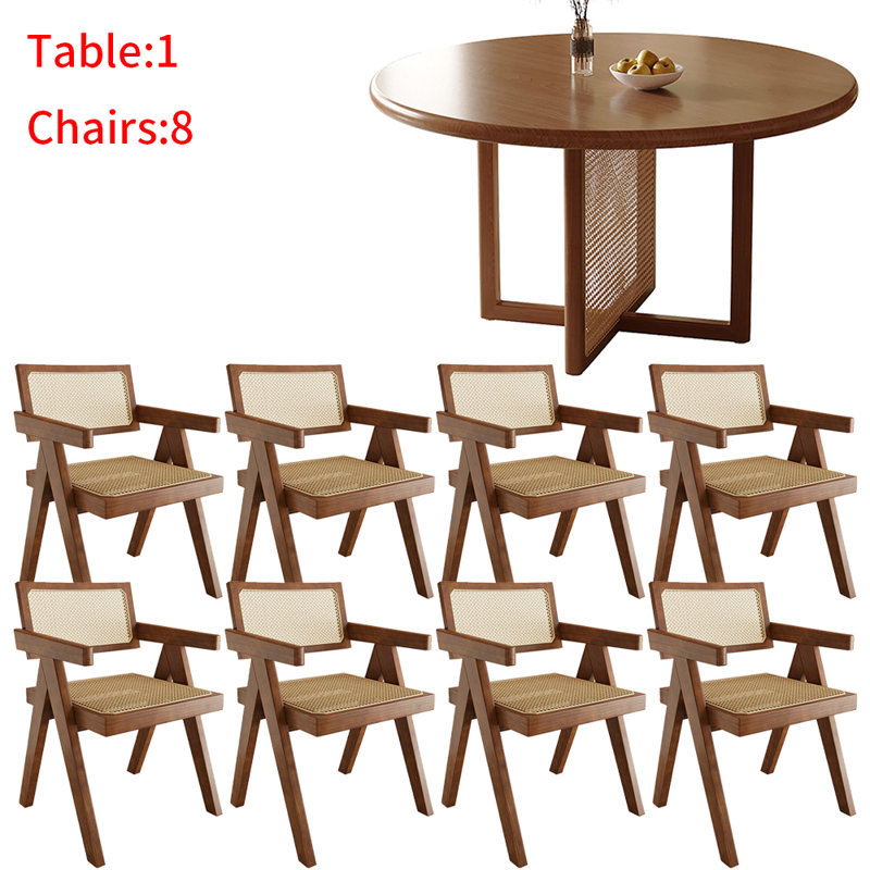 Ensemble de table de salle à manger japonais en bois massif, H 29,5 po x L 59 po x l 59 po