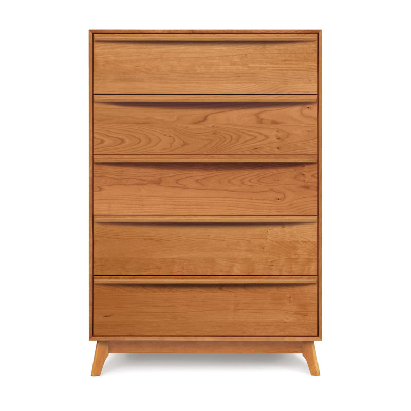 Catalina 5 - Drawer Solid Wood Dresser, Cherry