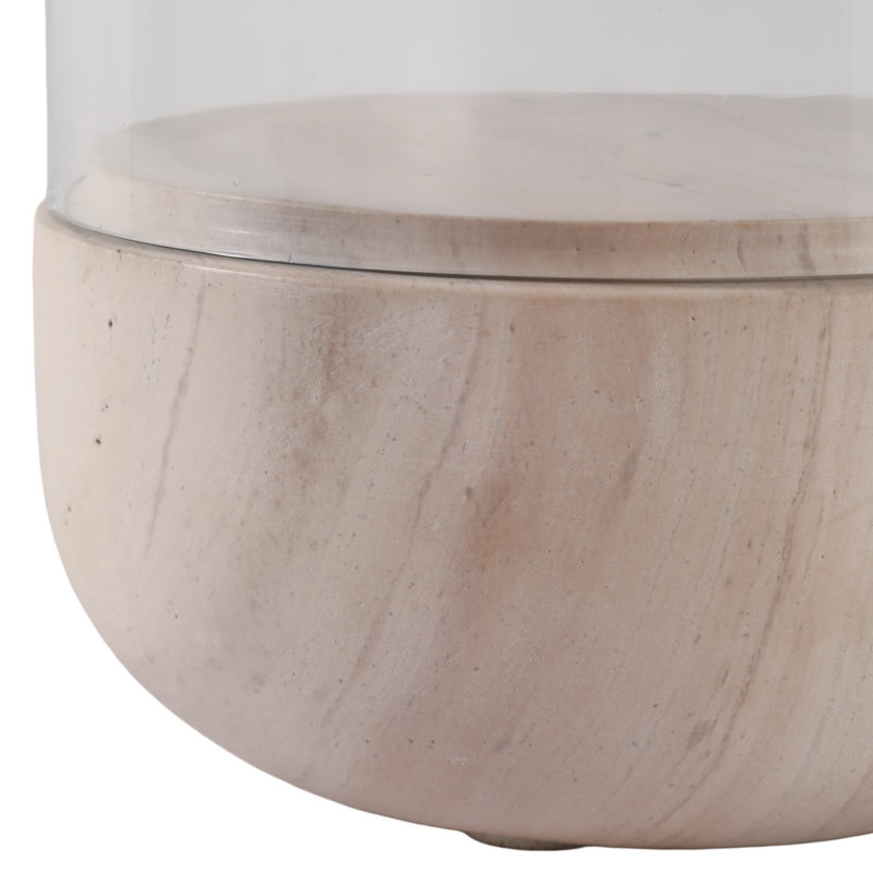 Modern Round Glass Cylinder Hurricane Candle Holder with Marble Base for Tabletop Decor Decorative Floor Accent for Shelf Display