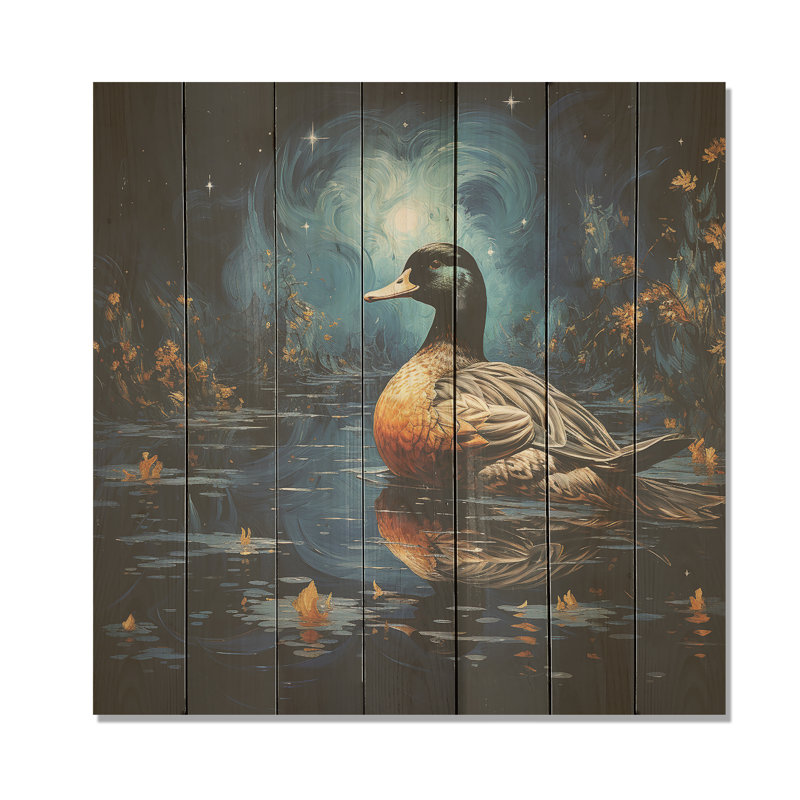 Blue Duck Midnight Ponder III - animal canard sur bois, H 30 po x l 30 po