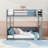 Queen Over Queen Wooden Bunk Bed With LED Light, Storage Shelves And USB Charging Station-1806032755