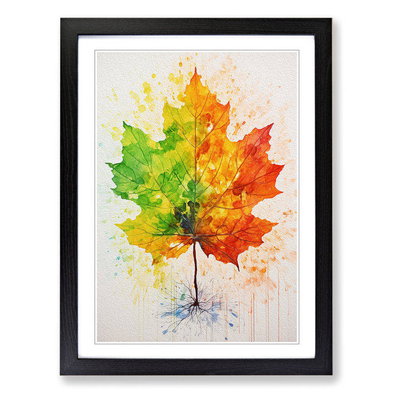 Leaf Gestural No.2 - Framed Print, Black, 46cm H x 34cm W x 2cm D