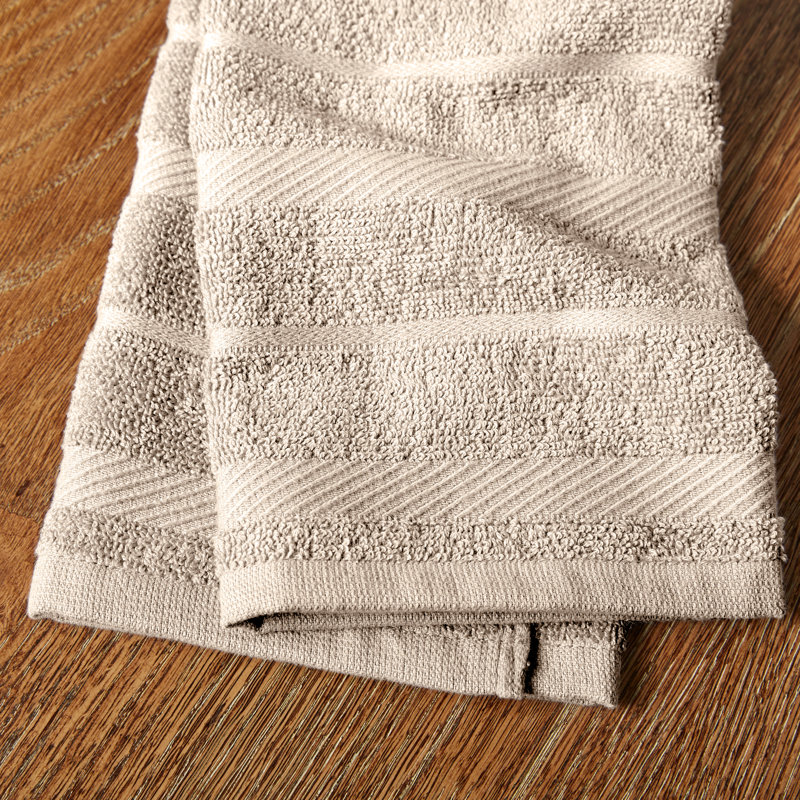 Milkshake Tan and White Cotton Kitchen Towel Set, 16"x26", 4-Pack