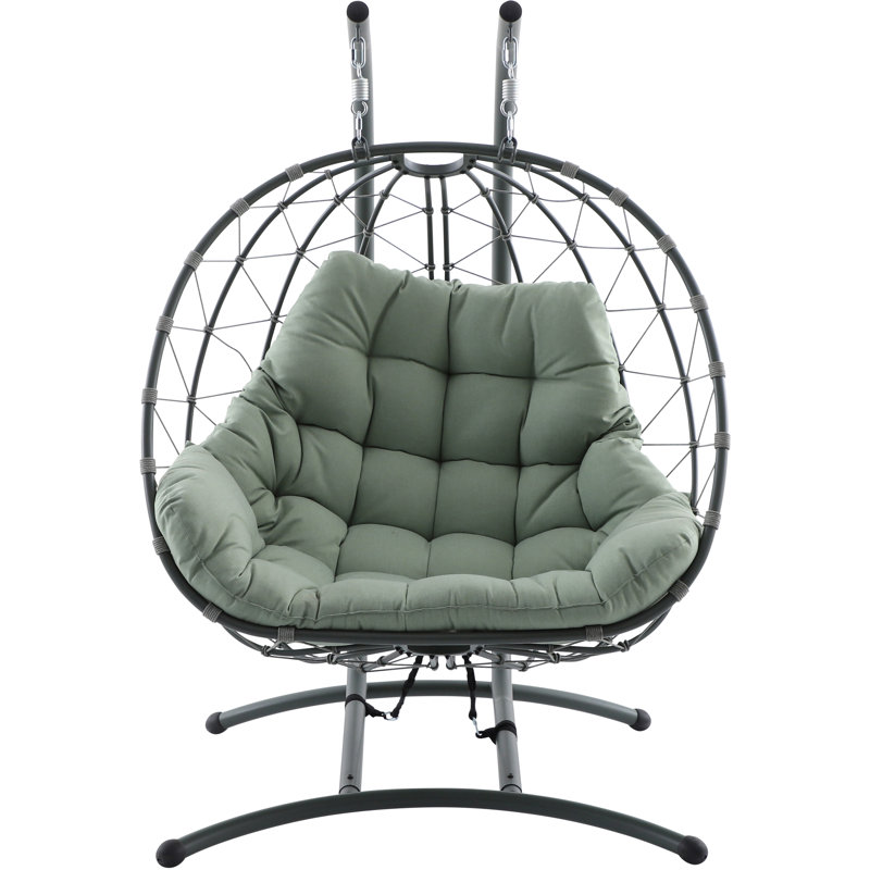 Lyon Anthracite Outdoor Double Hanging Chair, Double, Moss Green