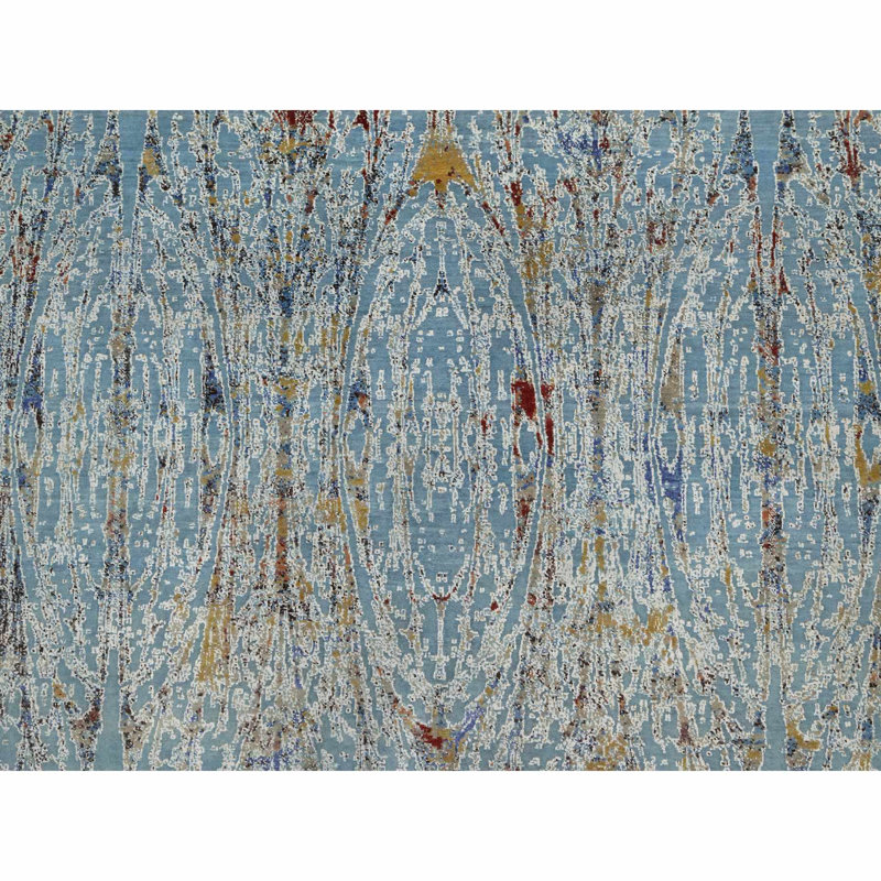 Tapis en laine et soie noué à la main 9 pi 1 po x 12 pi AF7D64809F0C4A4BB22F13FB3DA5F3AF