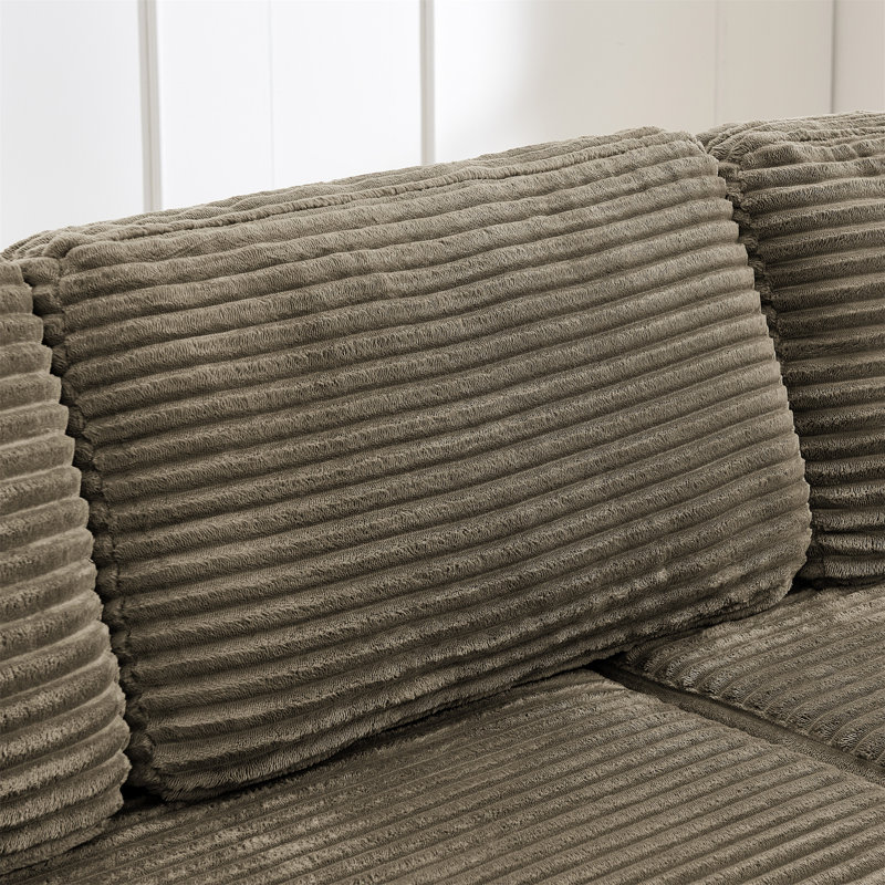 Siège du canapé droit, canapé modulaire en forme de L, canapé modulaire compressé en velours côtelé de style minimaliste moderne, déplié en lit, chambre à coucher, canapé compressé confortable - Design économe en espace - brun