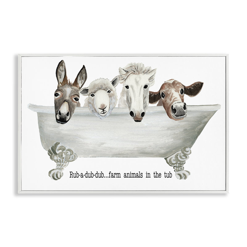 «Farm Farm», giclée par Cat Thurman Designs, Giclée encadrée blanc bord de mer, H 20 po x l 30 po
