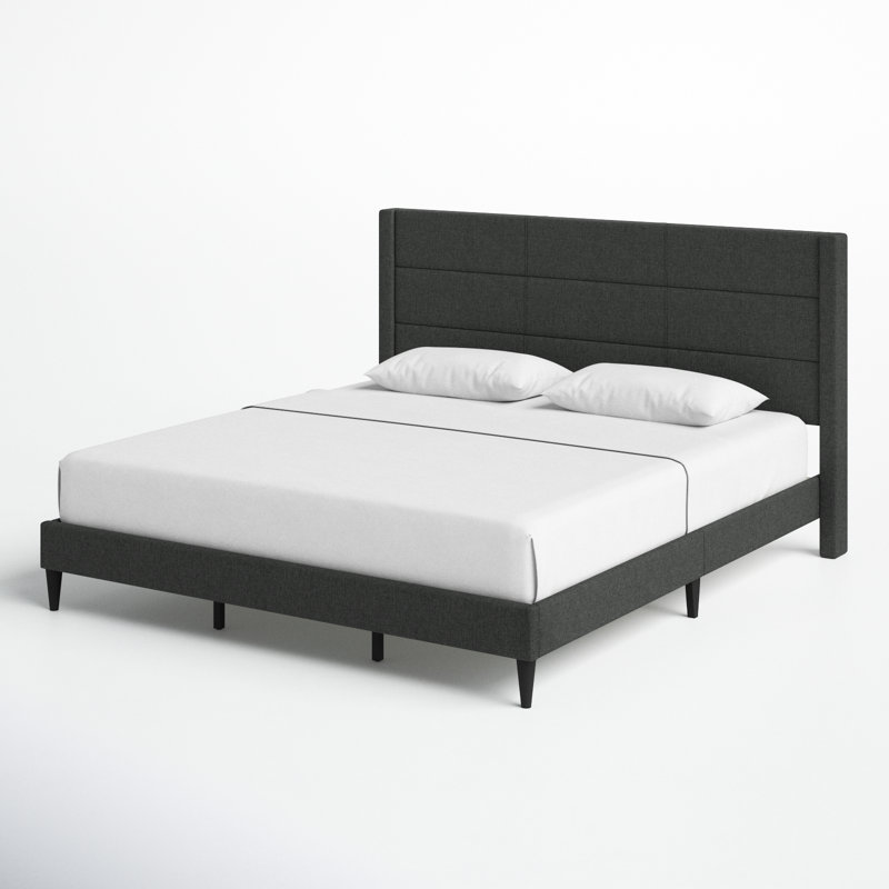 Chanee Upholstered Wingback Bed, Gray, King