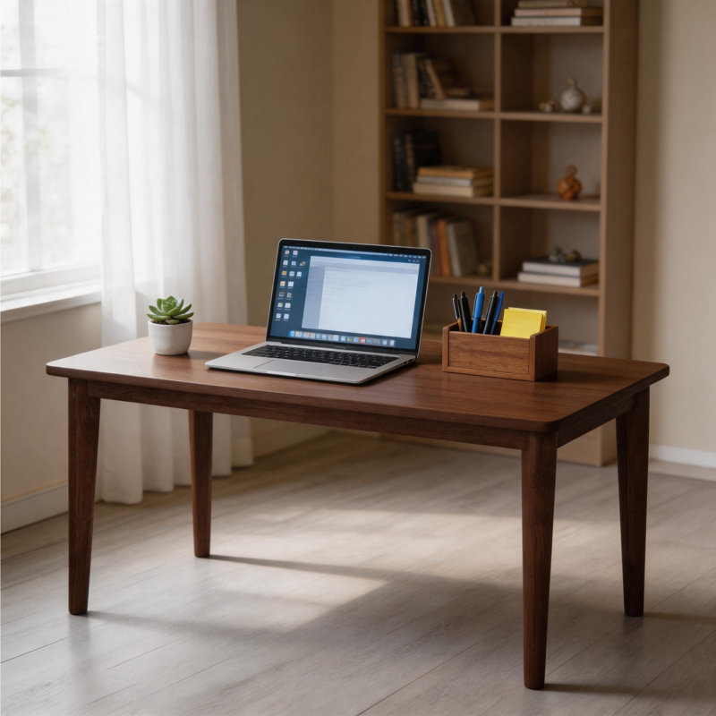 Bureau en bois massif, 160 cm, style moderne du milieu du siècle, idéal pour un bureau à domicile.
