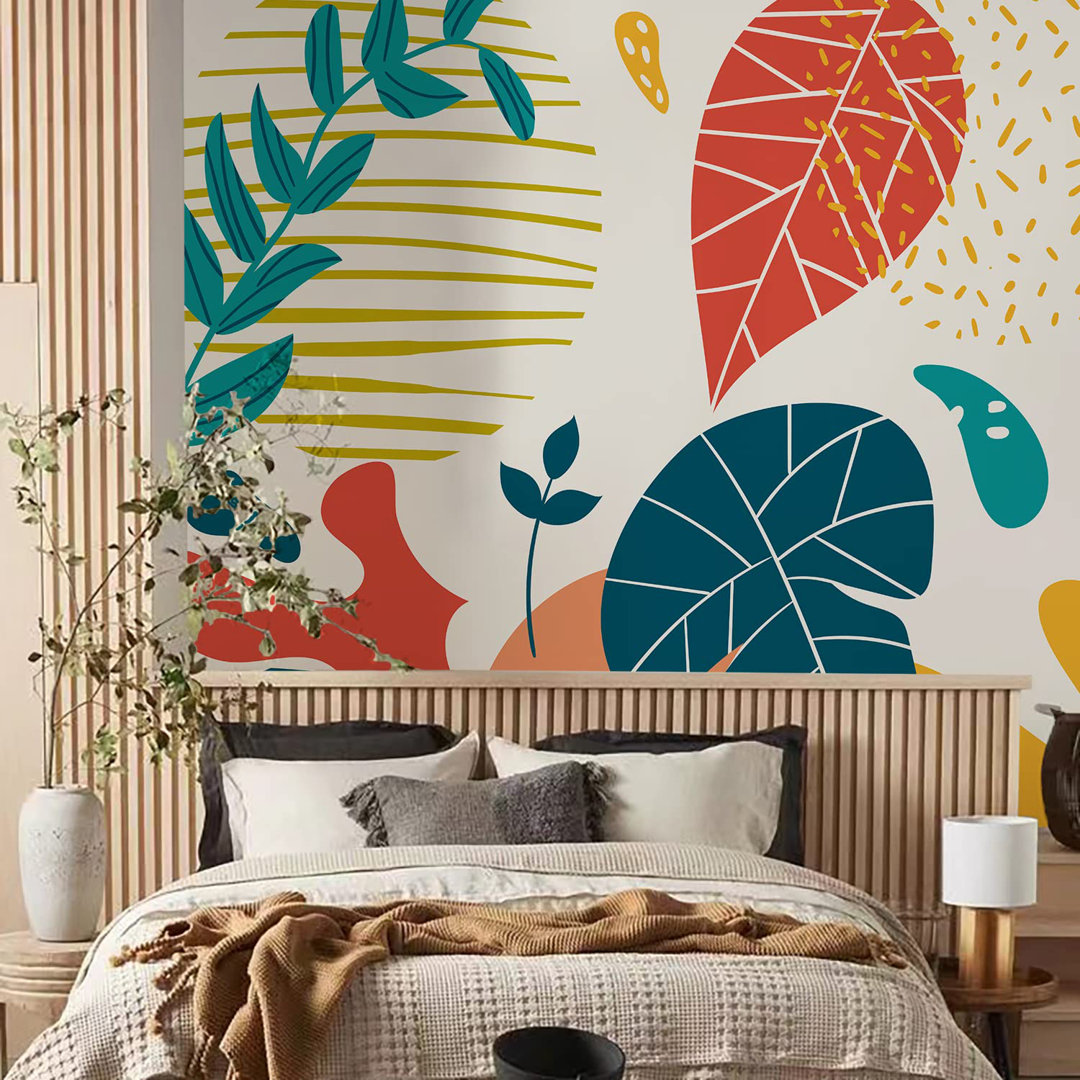 Peel & Stick Cute Abstract Plant & Floral Wall Mural Red Barrel Studio®