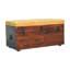 Banc de rangement en noyer avec cuir brun clair
